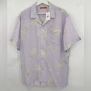 NWT Tori Richard Silk Hawaiian Print Botton Down Shirt in Lavender Size Large